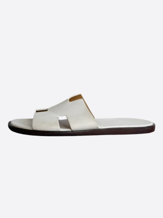 Hermes White & Brown Izmir Sandals main image 4